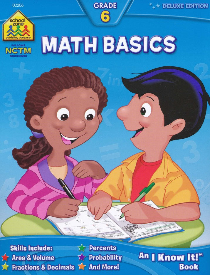 School Zone - Grade 6 Math Basics Workbook – Monkey Fish Toys