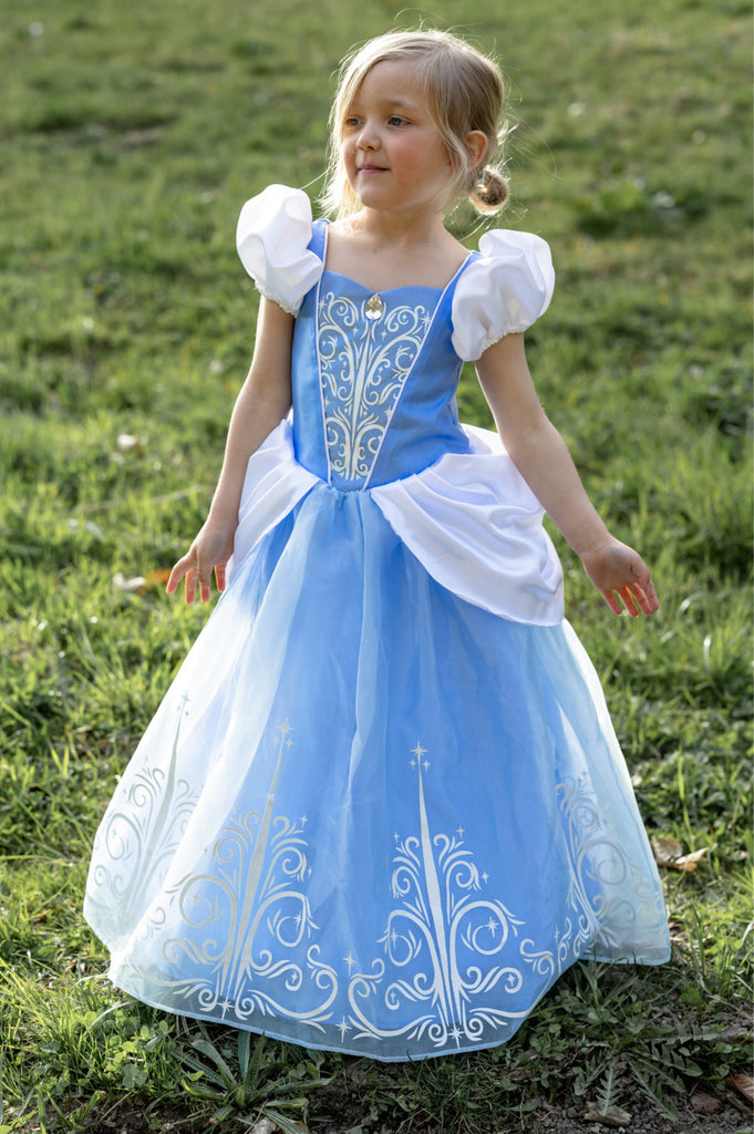 strapless open back dress Blue Puff Sequin Princess Dress for Little Girls - Blue / 7-8 Years (140cm) main image 1
